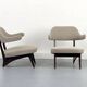 Lounge chairs with new fabric, 1950s, Set of 2