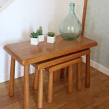 3 light beech nesting tables Meubelfabriek Oisterwijk