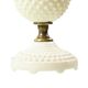 Vintage Table Lamp Frosted Milk Glass Brass Hobnail 1970s