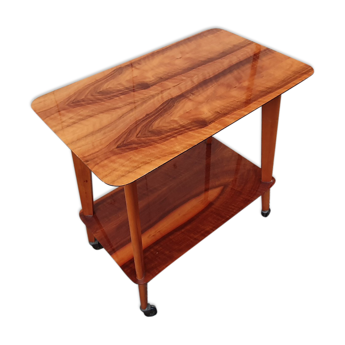 Desserte, TV table, varnished wood, from the 1950s