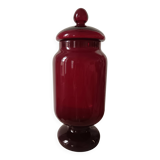 Vintage glass red candy jar