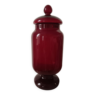 Vintage glass red candy jar
