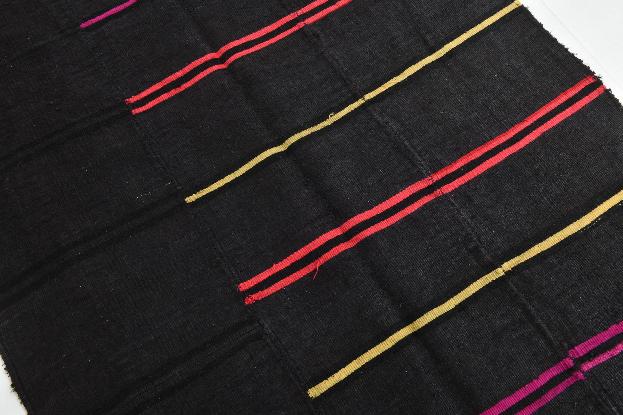 5x7 Grey & Black Striped Vintage Kilim Rug, 155x229Cm