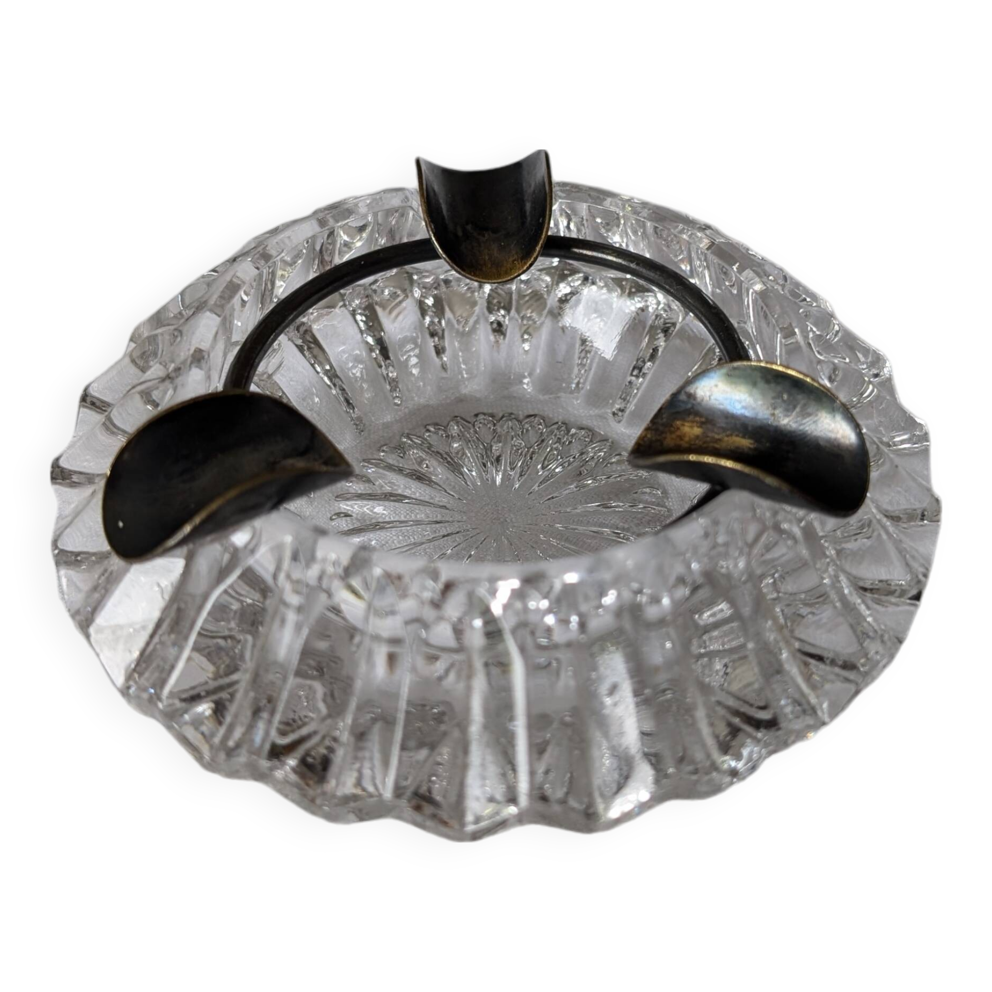 Crystal and pewter ashtray