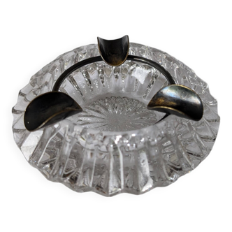 Crystal and pewter ashtray