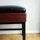 Modernist stool teak metal and black leatherette