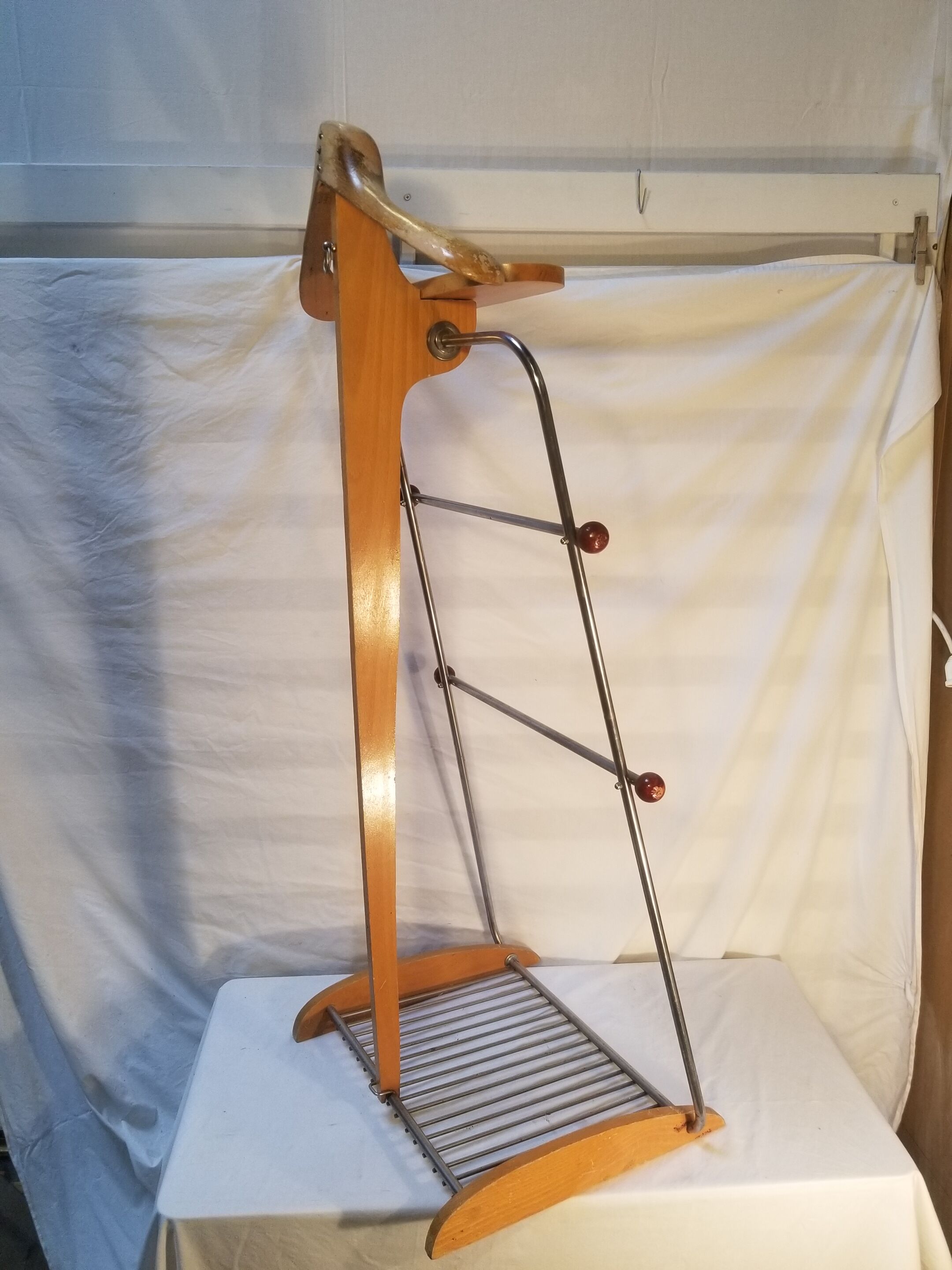 Vintage wood and metal night valet