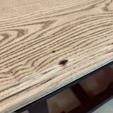 Art Deco dining table with raw wood top