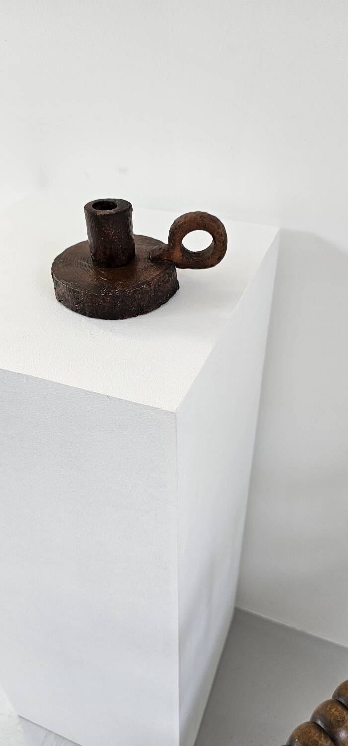 Brutalist wooden candle holder