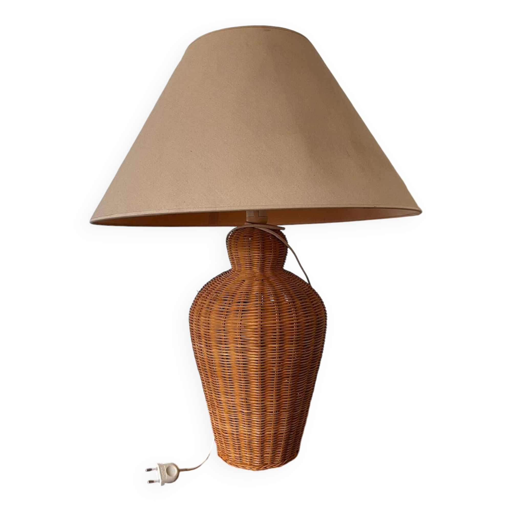Vintage woven wicker lamp