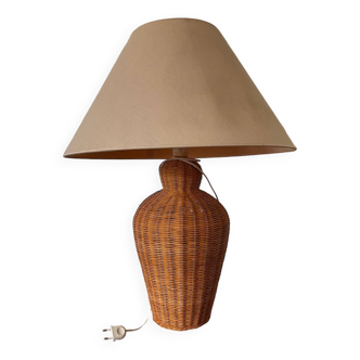 Vintage woven wicker lamp
