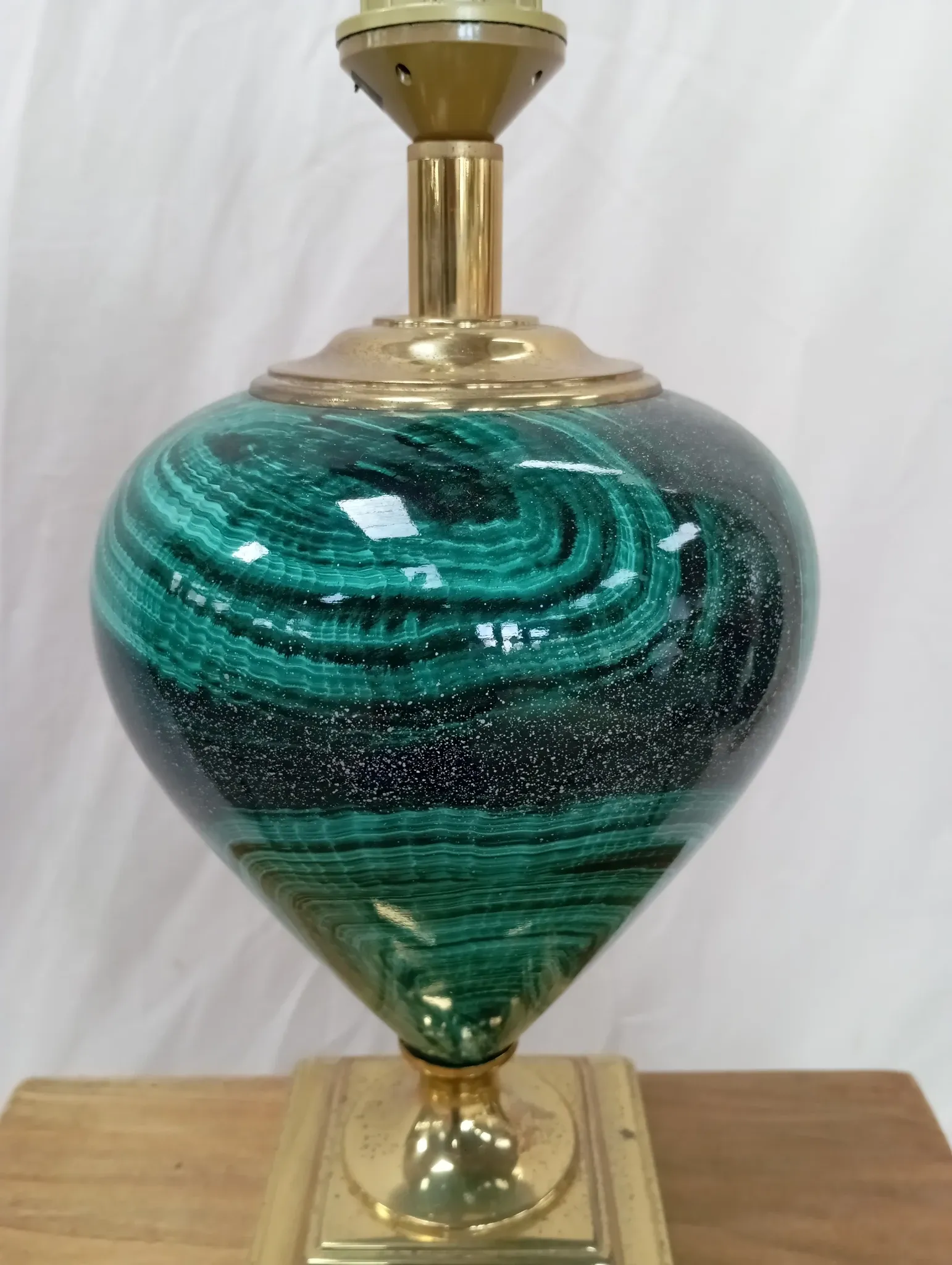 Ceramic lamp with gold metal from the 80s