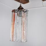 Poliarte chandelier by polished albano, pink and transparent murano glass, italy, 1970