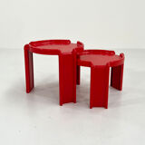 Pair of Red Side Table by Giotto Stoppino for Kartell, 1970