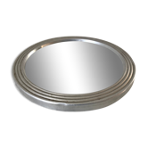 Plateau miroir rond argenté années 50
