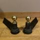 Pair of Napoleon III andirons from the 19th century in cast iron and brass