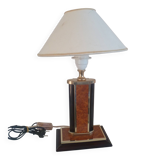 Vintage table/desk lamp base design aldo tura? 80's amboyna burl