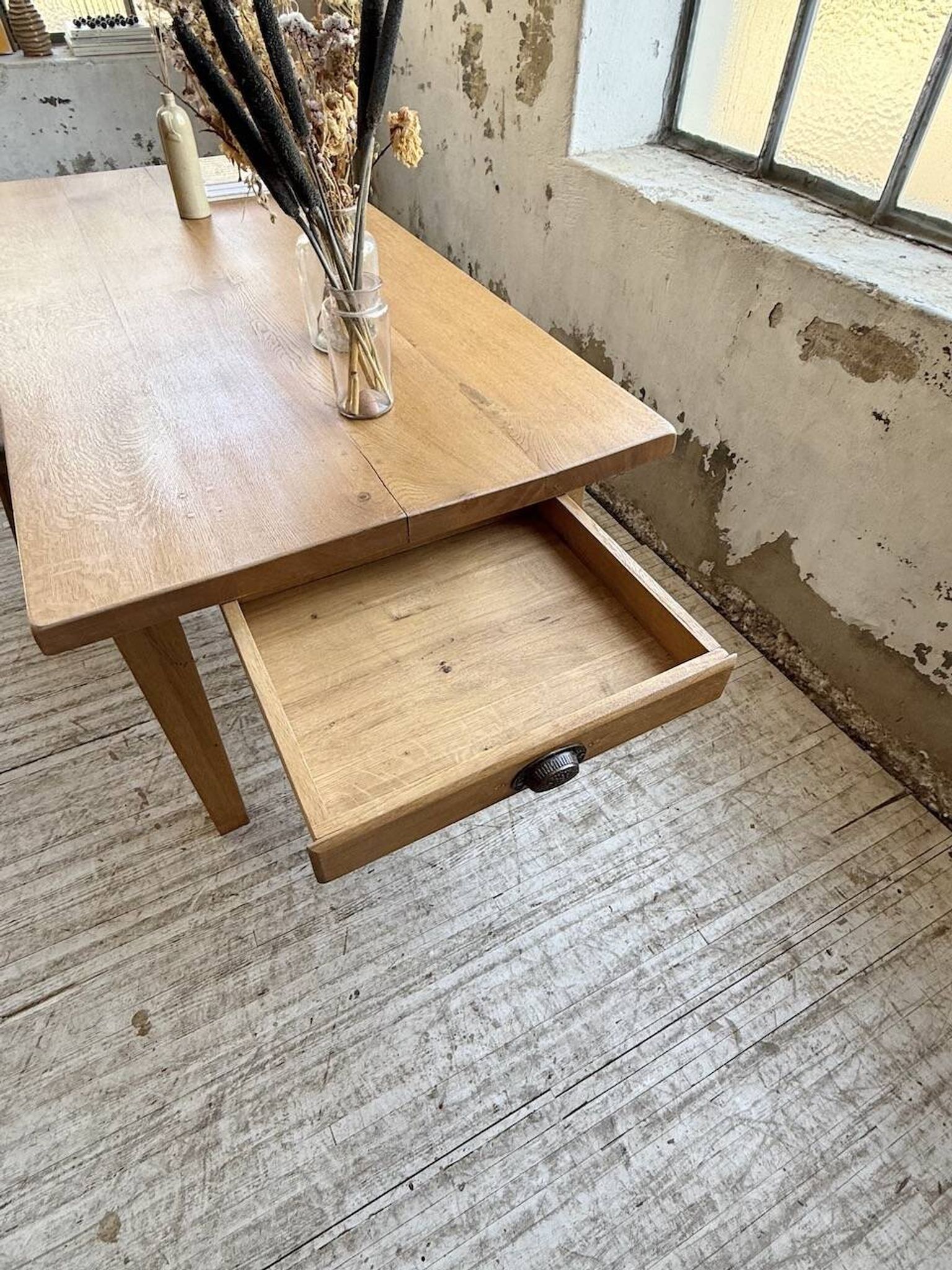 Table de ferme extensible en chêne massif