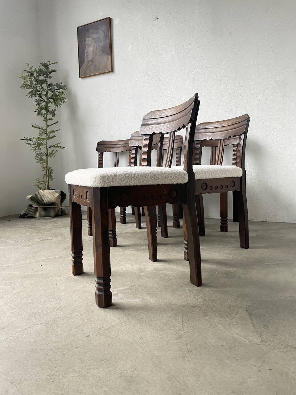 Set of 6 brutalist chairs from the 1940s