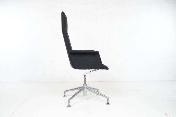 Chaise de conférence, Brunner, avec revêtement textile, noir, chrome