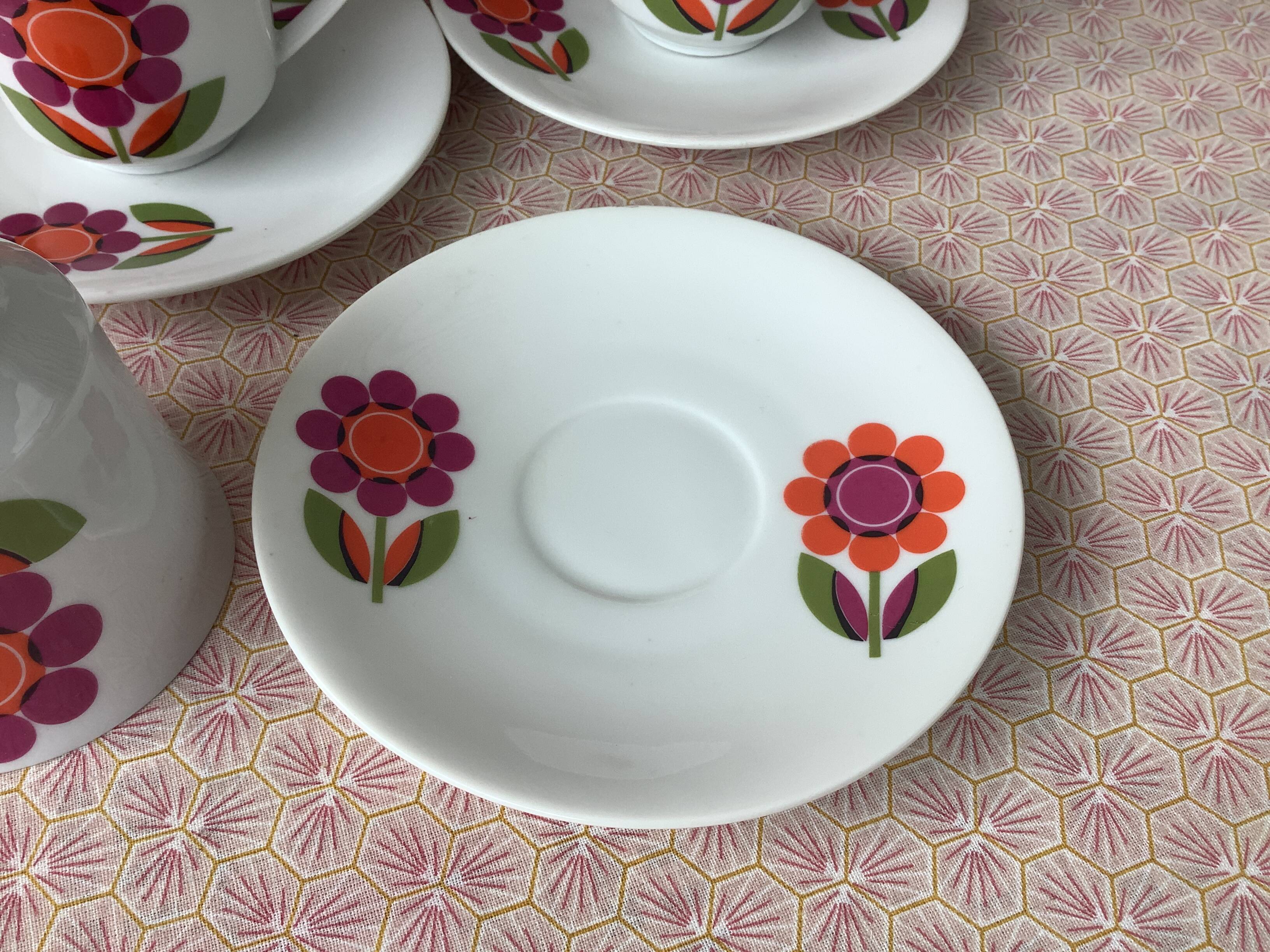 3 Seltmann Weiden K. Bavaria cups - seventies floral decor