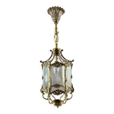 Lanterne en bronze et verre gravé, début du XXᵉ siècle