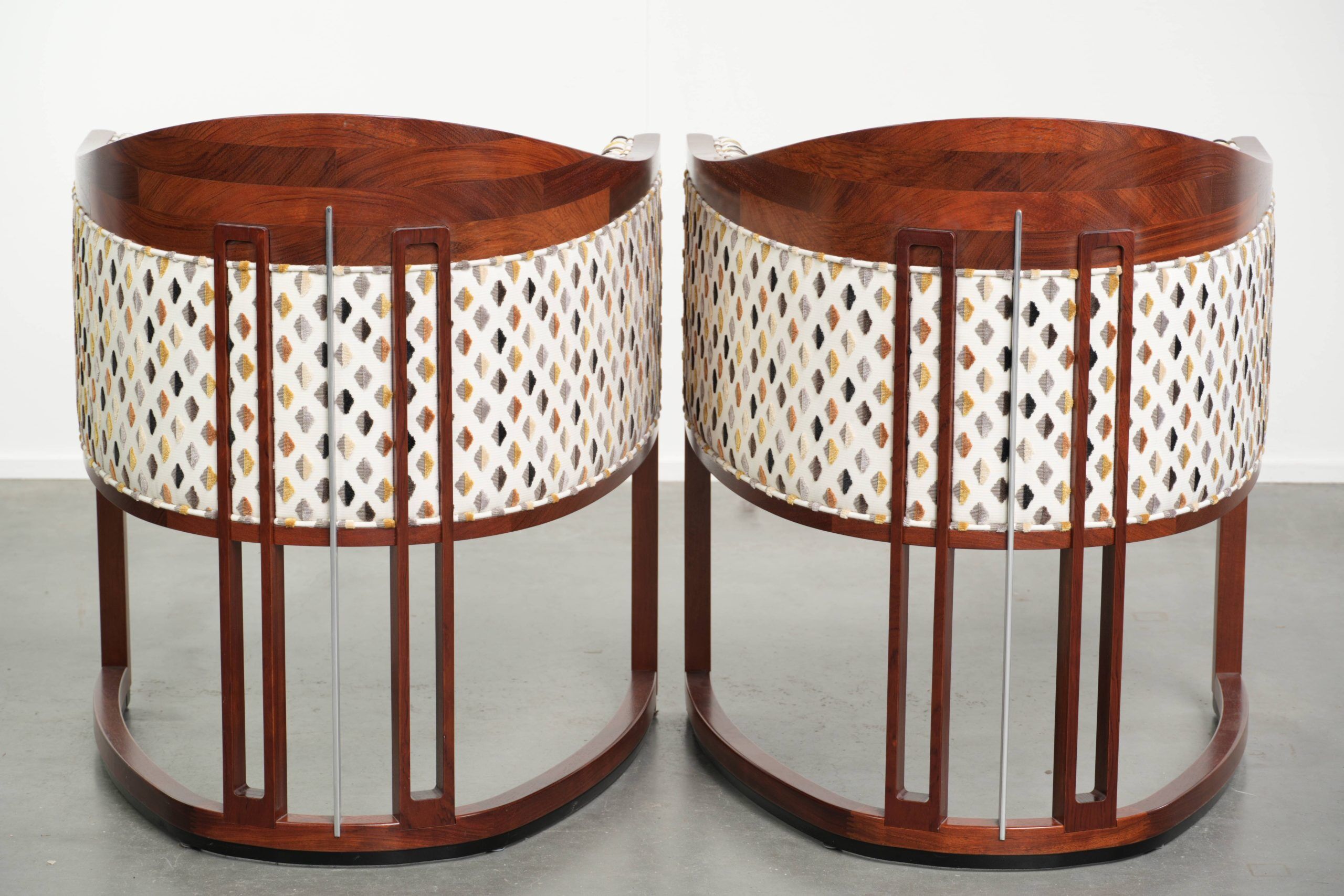 Set of unique Art Deco design armchairs with beautiful fabric upholstery