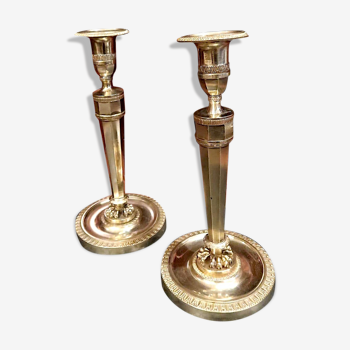 Pair of 19th century gilded bronze candlesticks