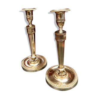 Pair of 19th century gilded bronze candlesticks