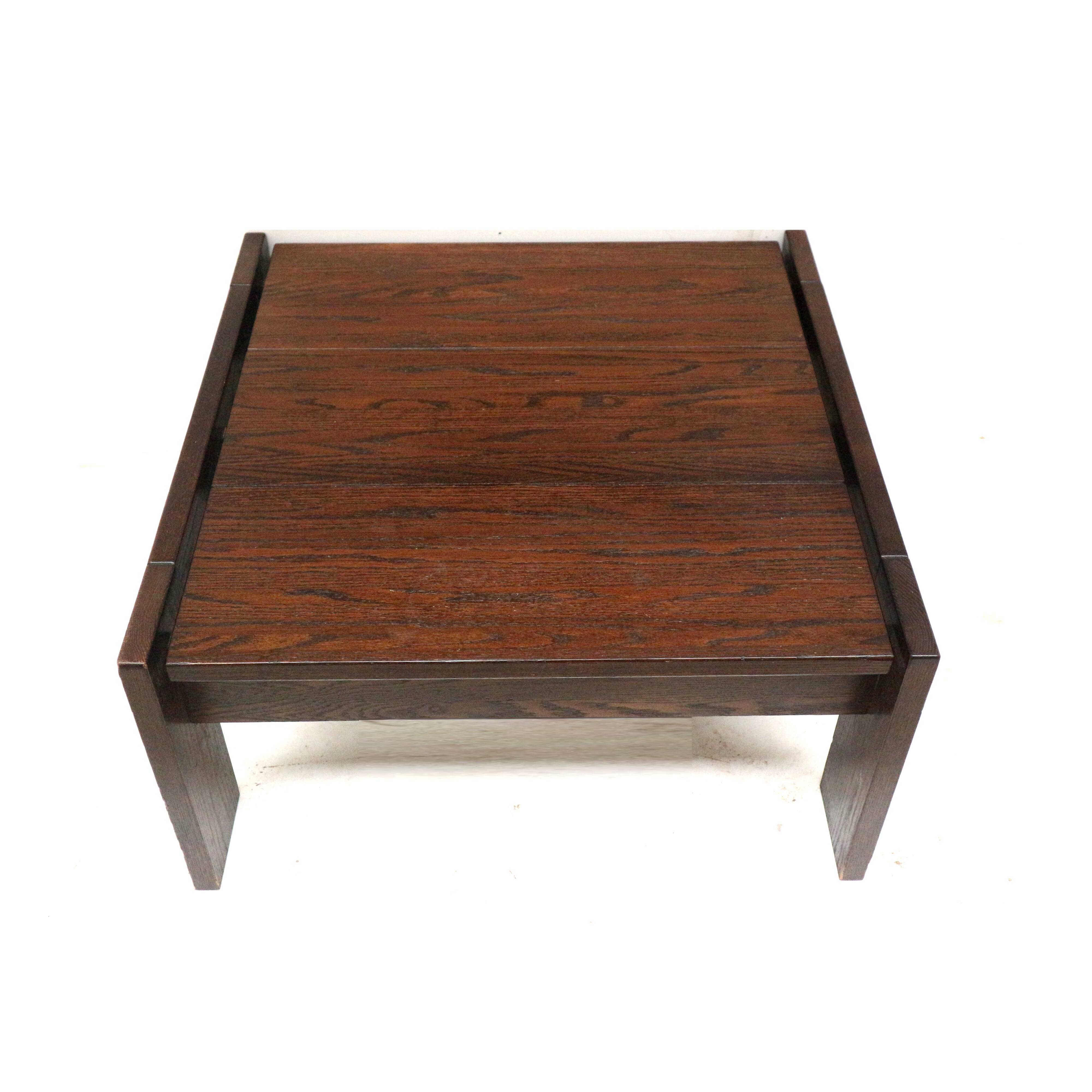 Vintage square Brutalist coffee table designed by Harry de Groot for Leolux