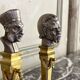 Pair of Abyssinian busts in nickel on gilded bronze and marble bases, 19th century.