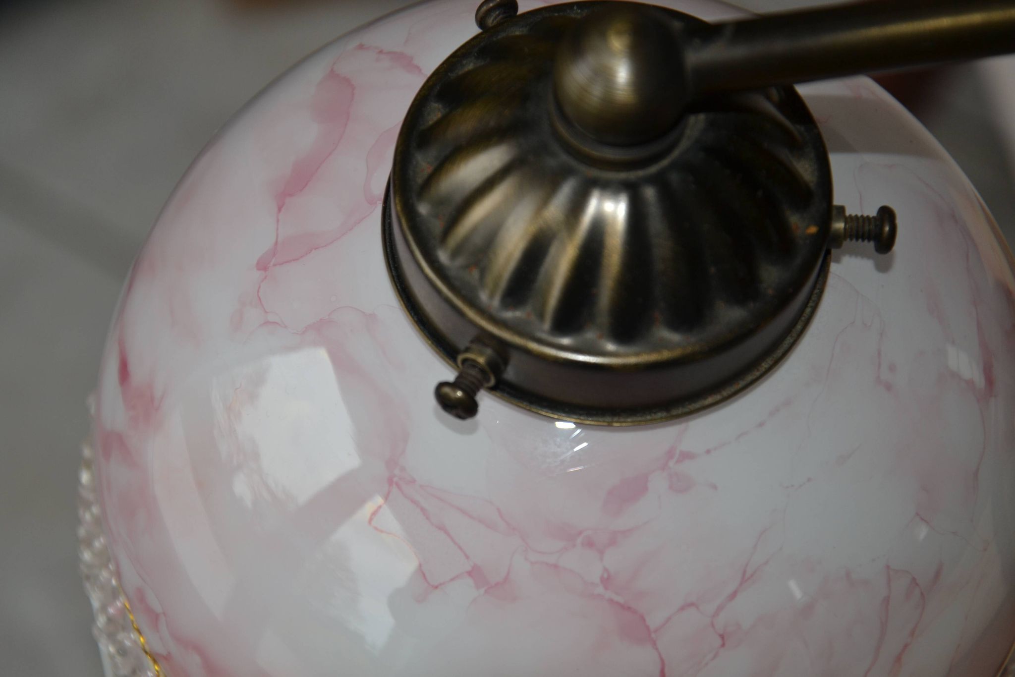 Opaline wall light with ceramic and glass pendants