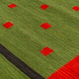 NOS Scandinavian 20th century modern flat weave rug by Karin Bernholm. 227/