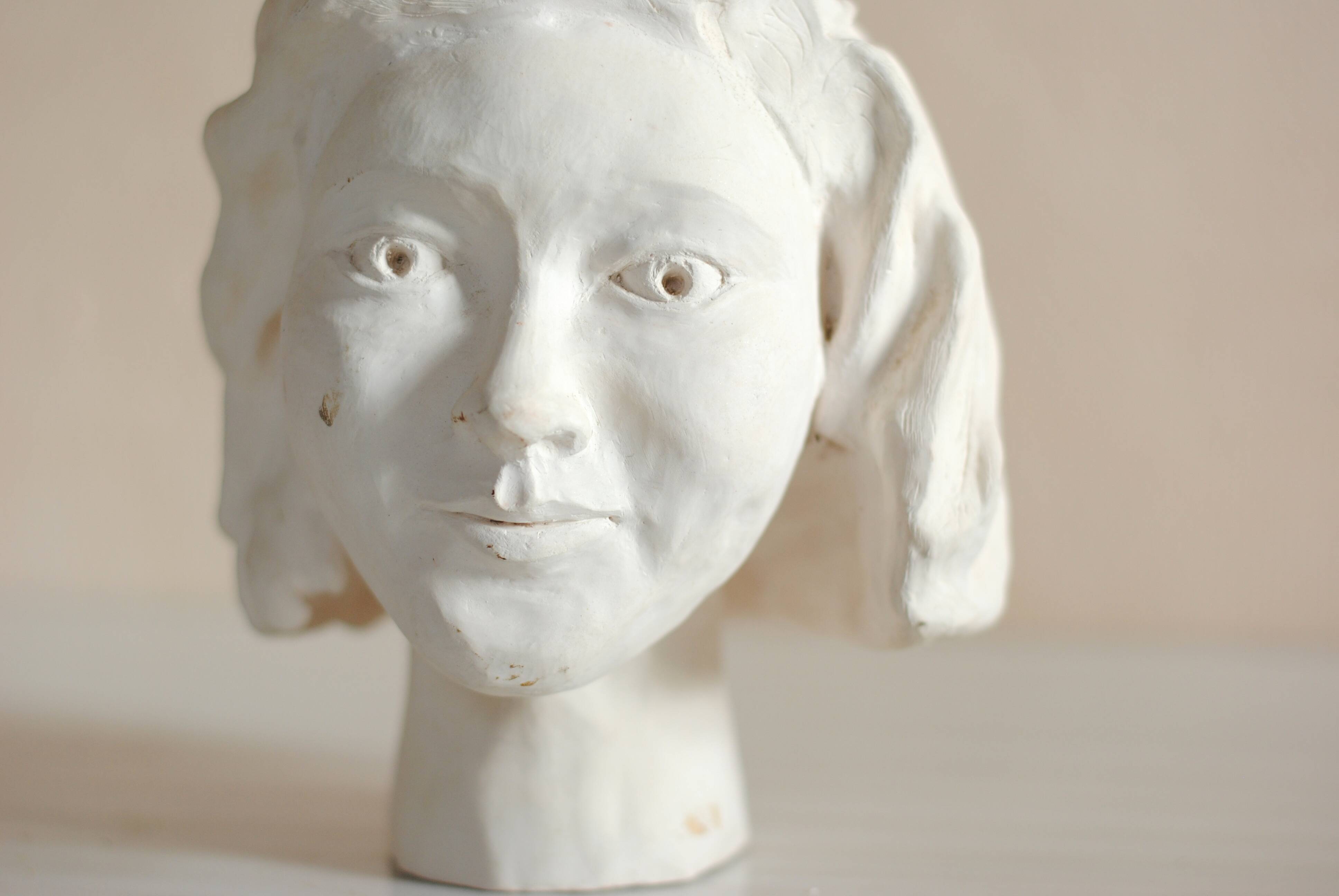 Plaster head sculpture