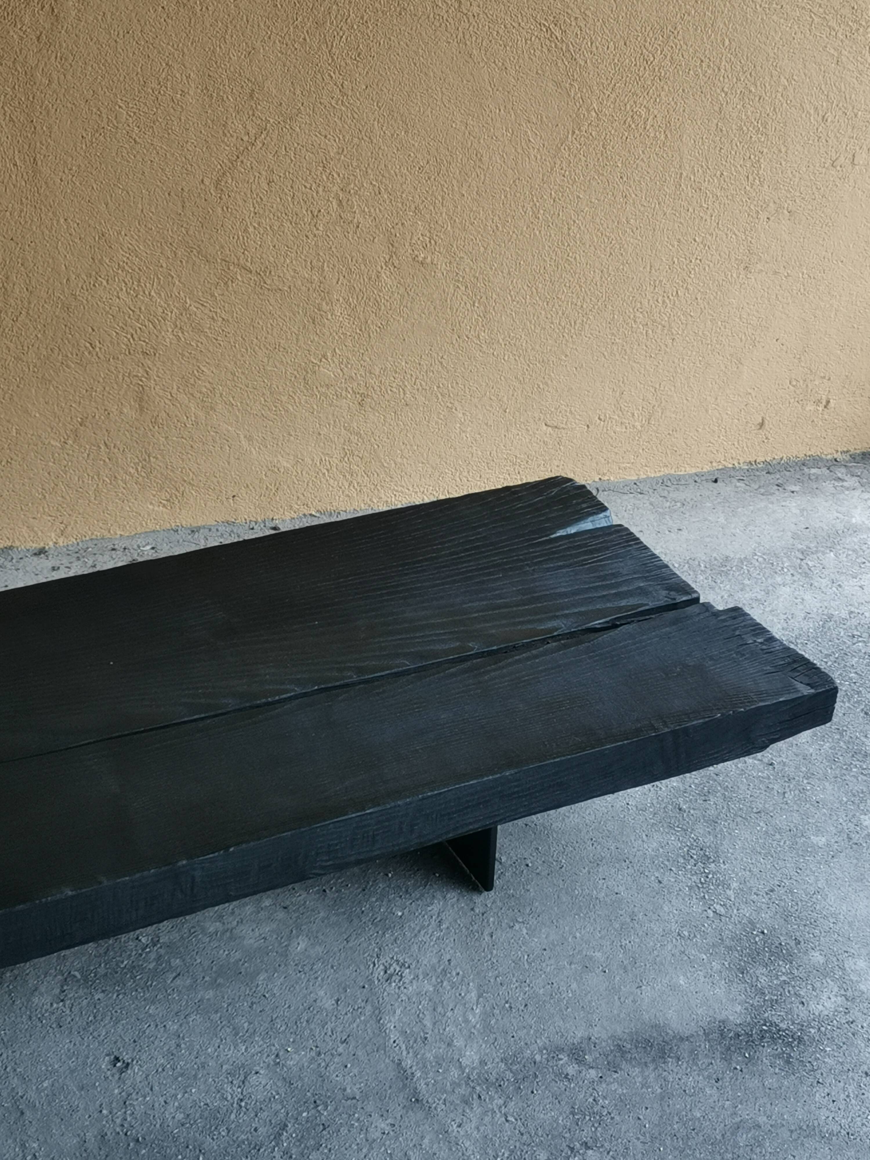 Wabi-sabi burnt wood coffee table