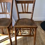 Set of 5 beech wood bistro chairs from the 1950s