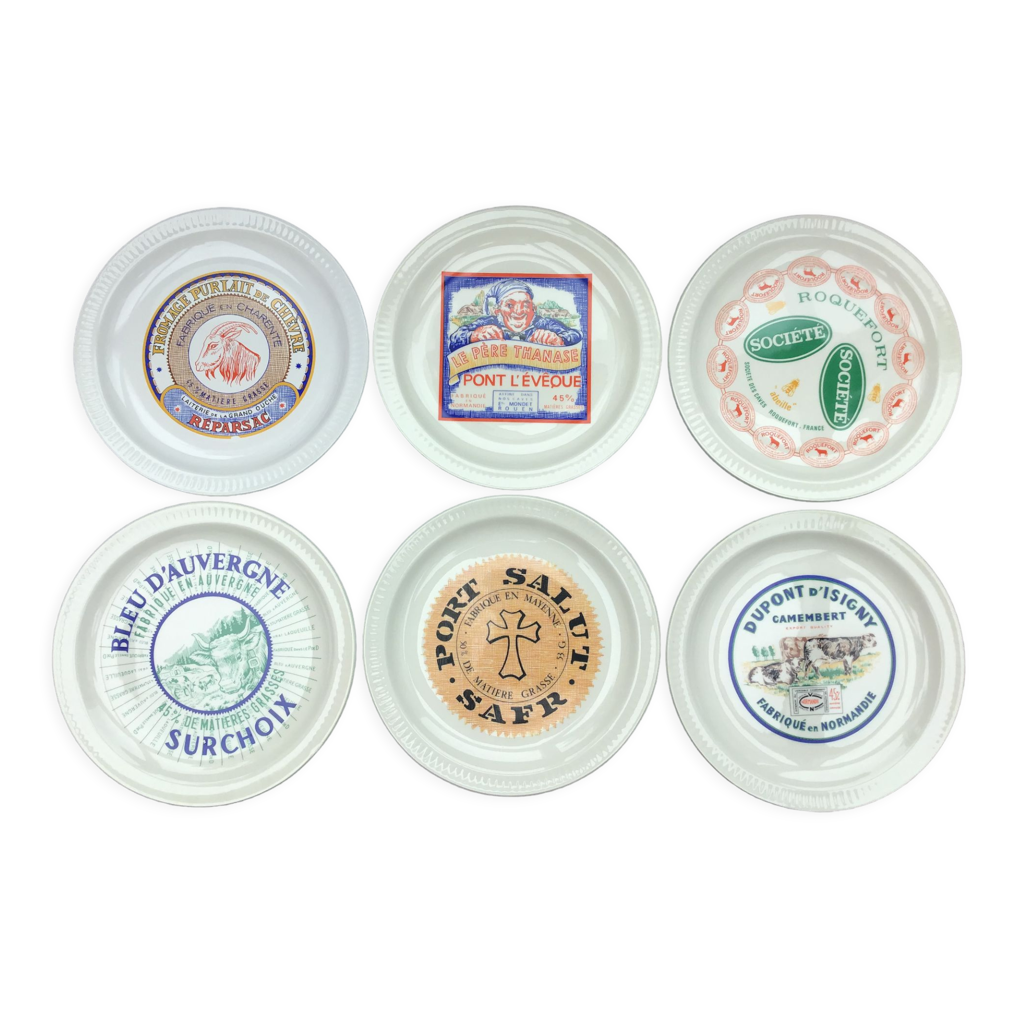 St Amand earthenware cheese plates, Fromages de France series
