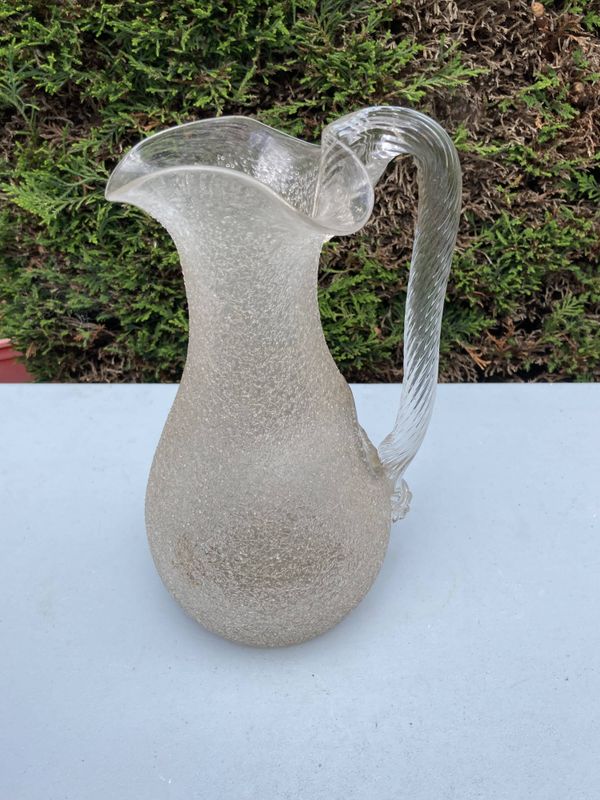 Carafe rafraichissoir pichet baccarat ou st louis cristal givré anse torsadée