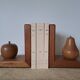 Wooden bookends shaped like an apple and pear – Minimalist design