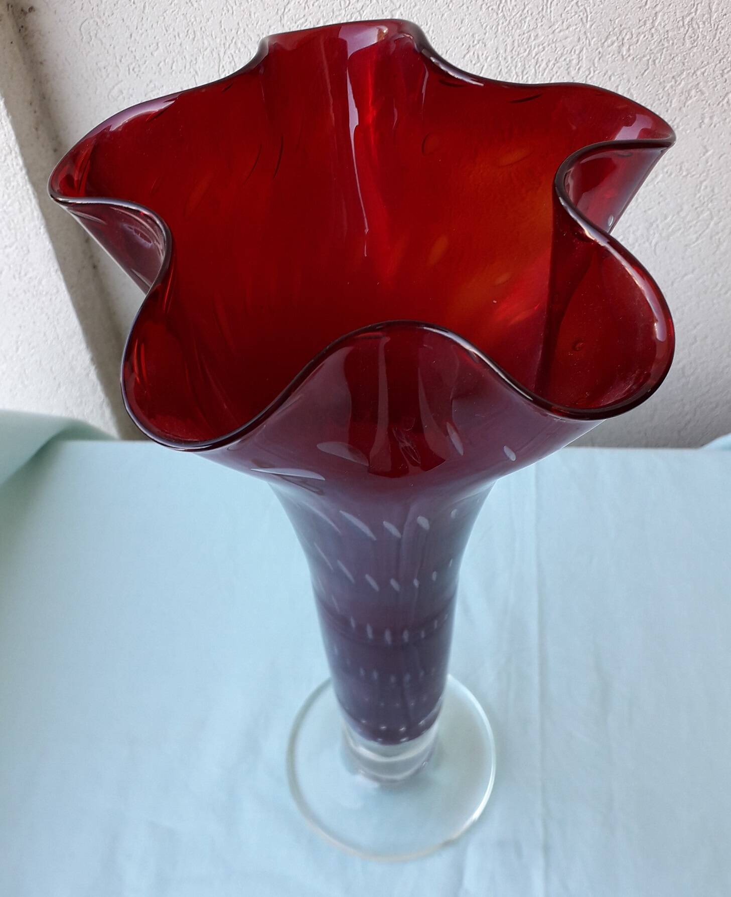 Red glass vase