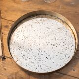 Patinated mirrored top and brass