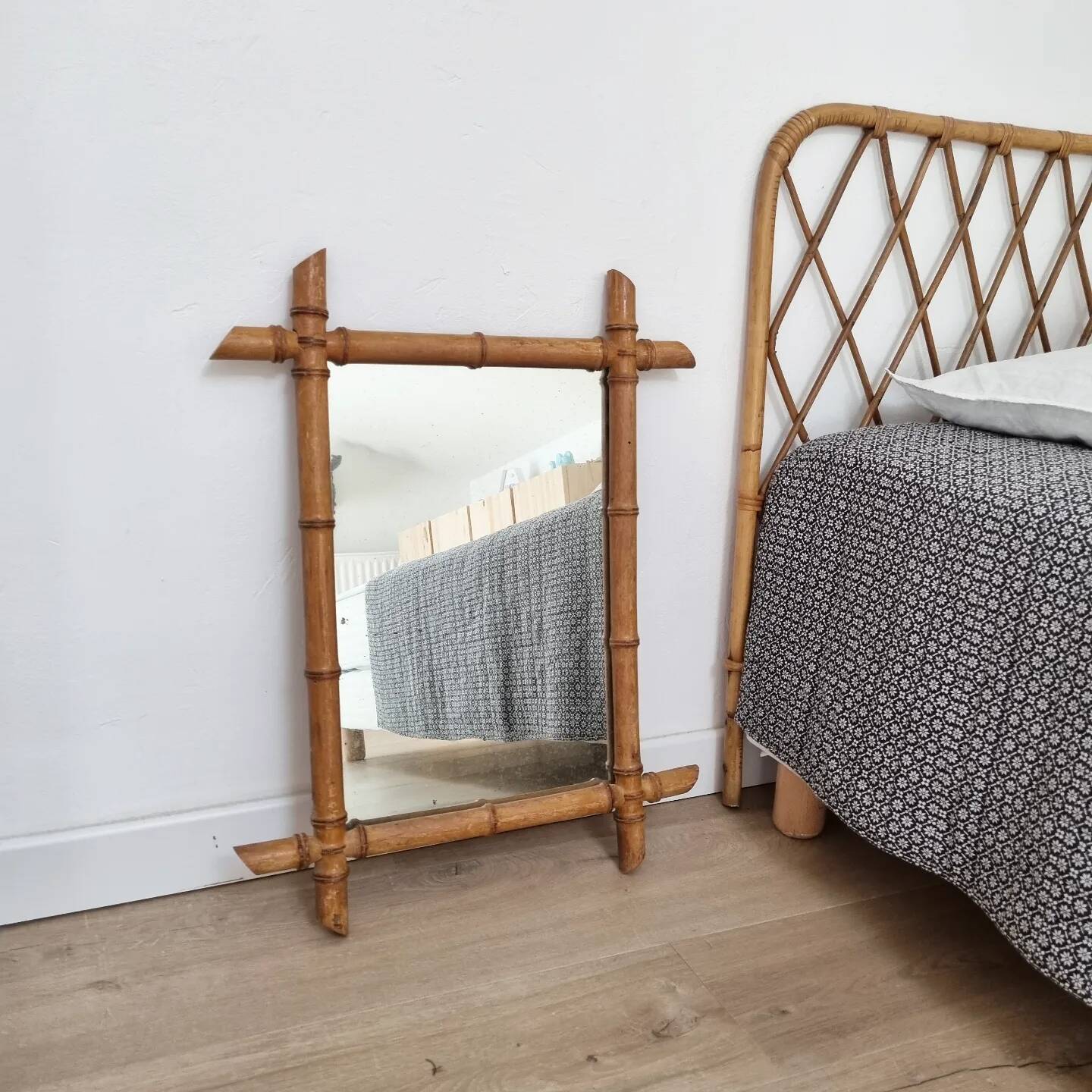 Vintage bamboo mirror