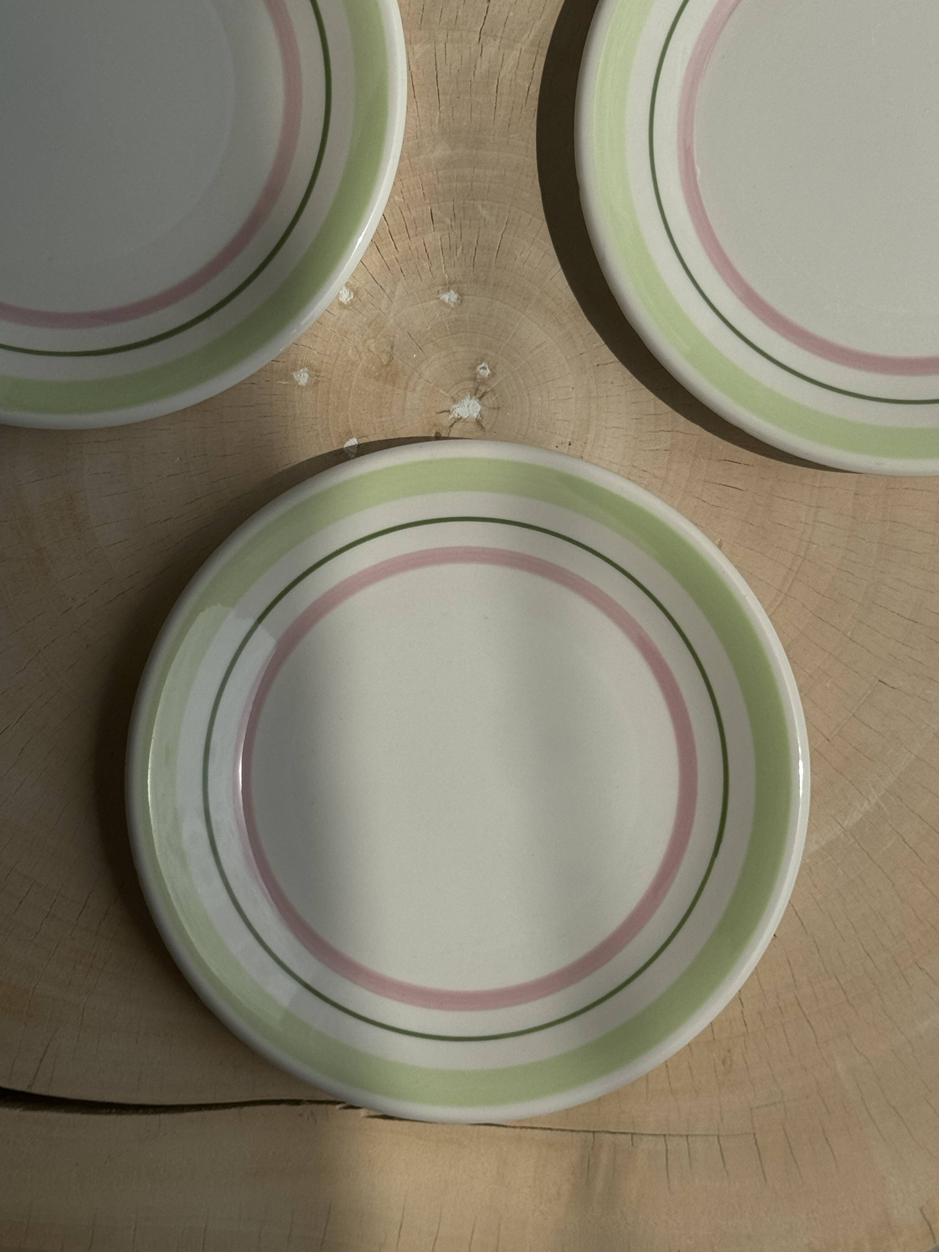 Set of 12 green and pink Italian plates