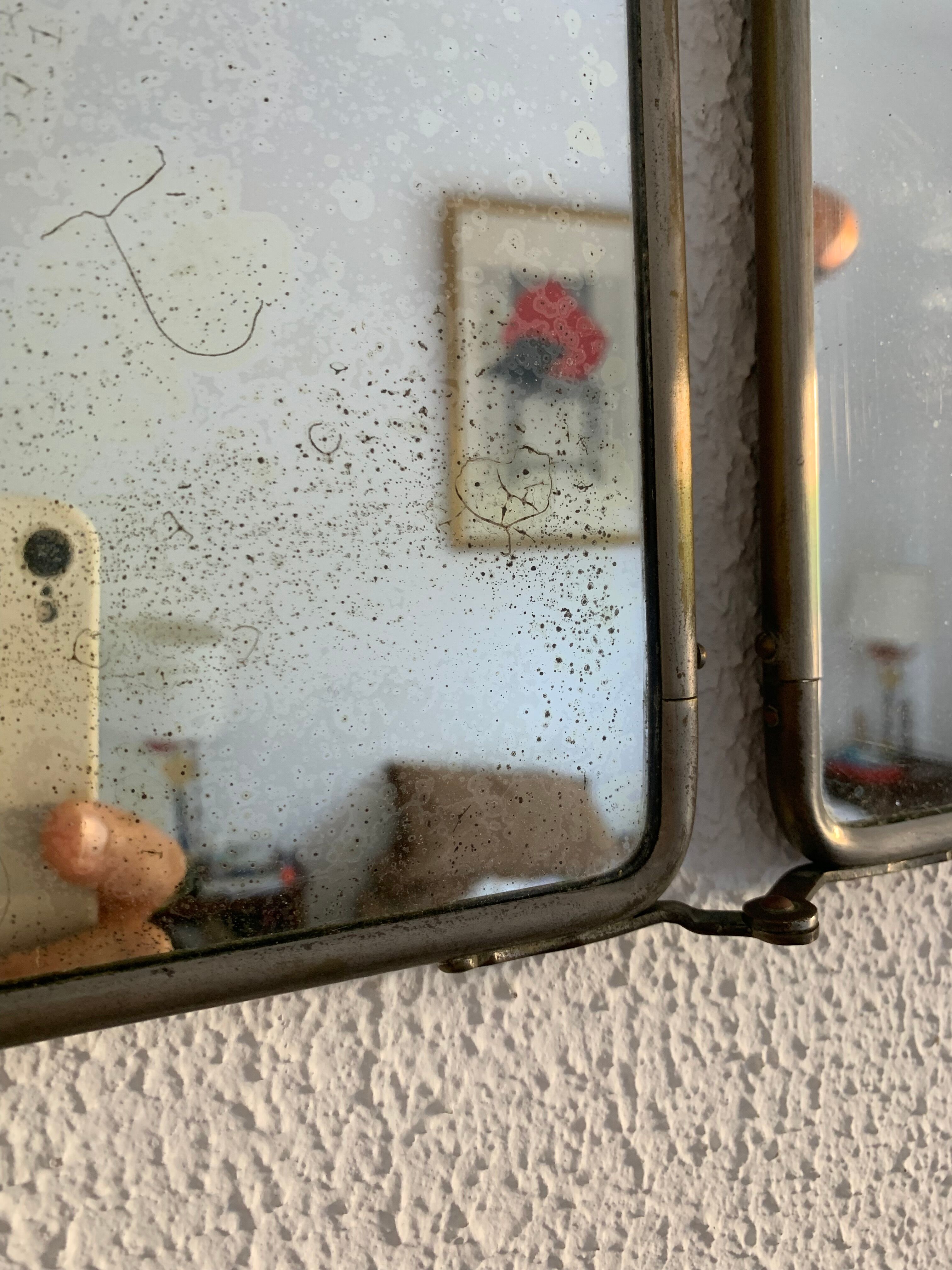 Miroir triptyque barbier Le Solide Paris vintage 1930 - 24 x 59 cm
