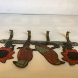 Brass bird and flower coat rack