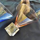 DESIGN GLASSES handcrafted in color :1 set of 2 glasses PINK AND 2 glasses BLUE