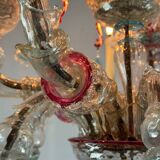 Rezzonico Venetian chandelier in multicolored Murano glass, 12 light arms, circa 1900