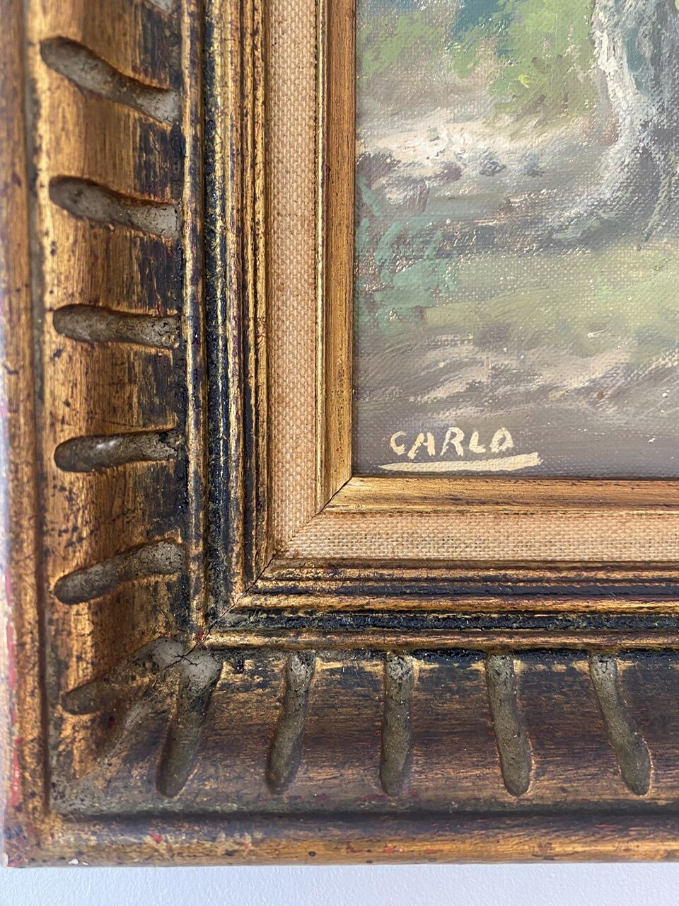 Tableau ancien, paysage provençal, signé, XXe siècle
