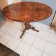 Oval side table Louis Philippe period walnut and walnut bramble, tripod foot