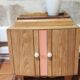 wood and marble bedside table revamped in terracotta